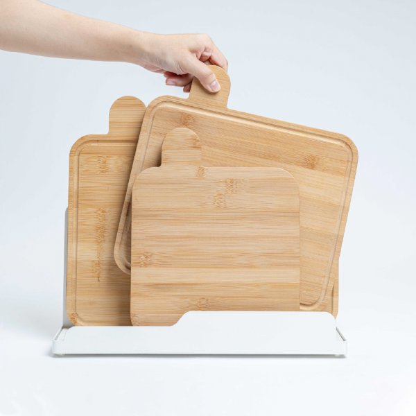 Suzzi Quick Dry Cutting Board 4 Piece Set (S, M, L Bamboo Board + holder)